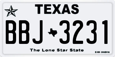 TX license plate BBJ3231