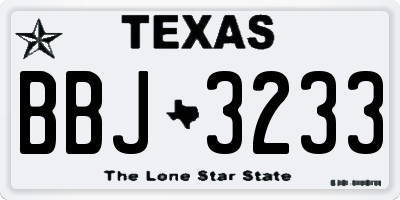 TX license plate BBJ3233