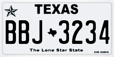 TX license plate BBJ3234
