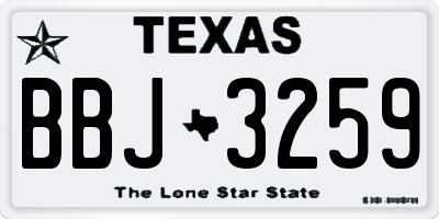 TX license plate BBJ3259