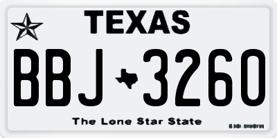 TX license plate BBJ3260