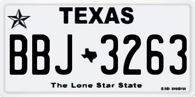 TX license plate BBJ3263