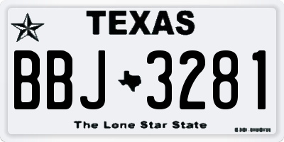 TX license plate BBJ3281