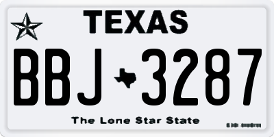 TX license plate BBJ3287