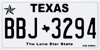 TX license plate BBJ3294