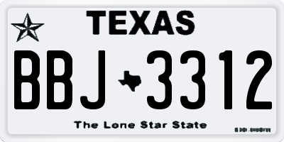 TX license plate BBJ3312