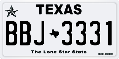 TX license plate BBJ3331
