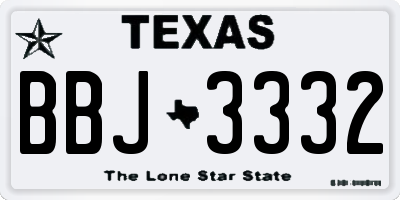 TX license plate BBJ3332