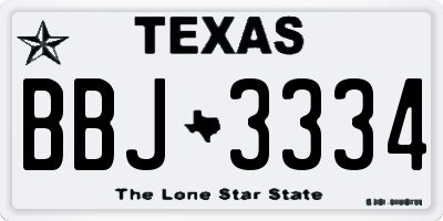 TX license plate BBJ3334