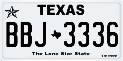 TX license plate BBJ3336