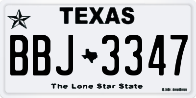 TX license plate BBJ3347