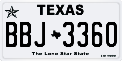 TX license plate BBJ3360