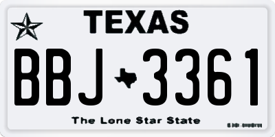 TX license plate BBJ3361