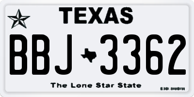 TX license plate BBJ3362