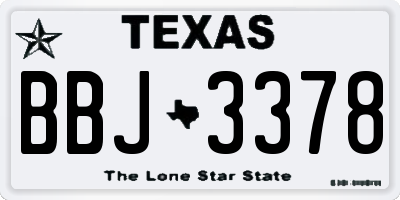 TX license plate BBJ3378
