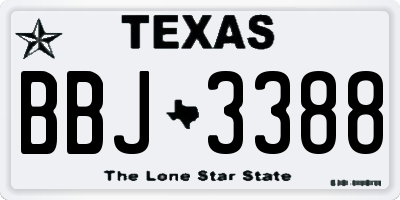 TX license plate BBJ3388