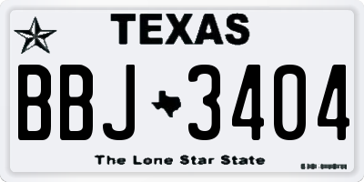 TX license plate BBJ3404