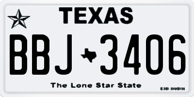 TX license plate BBJ3406