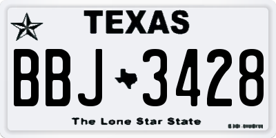 TX license plate BBJ3428