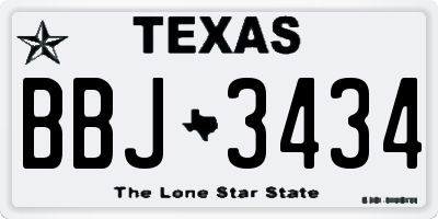 TX license plate BBJ3434