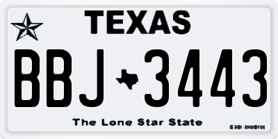 TX license plate BBJ3443