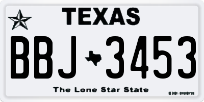 TX license plate BBJ3453