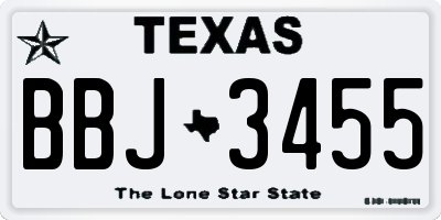 TX license plate BBJ3455