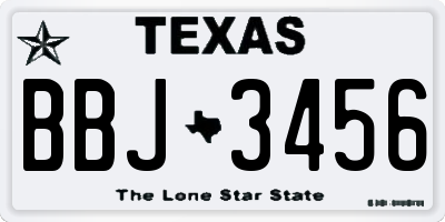 TX license plate BBJ3456