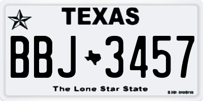 TX license plate BBJ3457
