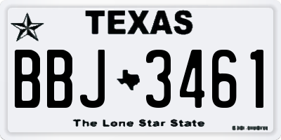 TX license plate BBJ3461