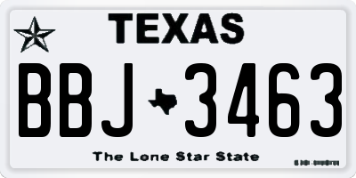 TX license plate BBJ3463