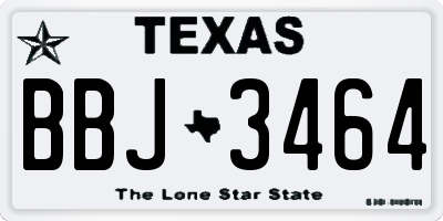 TX license plate BBJ3464