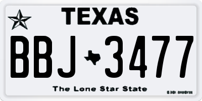 TX license plate BBJ3477