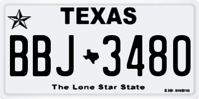TX license plate BBJ3480