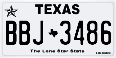 TX license plate BBJ3486