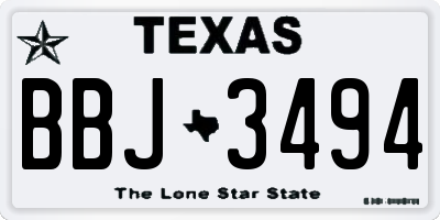 TX license plate BBJ3494