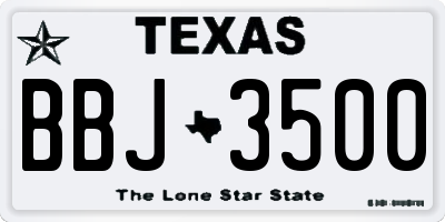 TX license plate BBJ3500