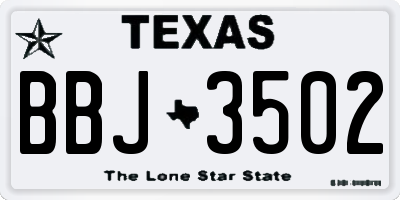 TX license plate BBJ3502
