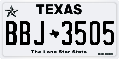 TX license plate BBJ3505