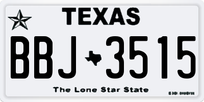 TX license plate BBJ3515