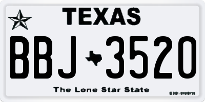 TX license plate BBJ3520