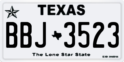 TX license plate BBJ3523