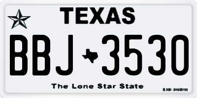 TX license plate BBJ3530