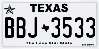 TX license plate BBJ3533