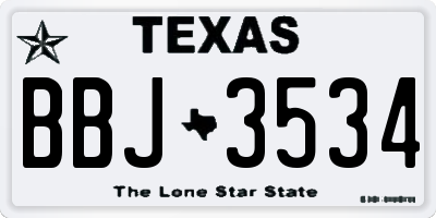 TX license plate BBJ3534