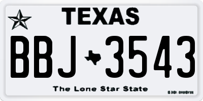 TX license plate BBJ3543