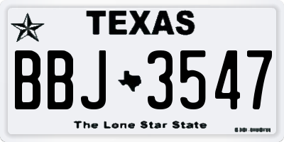 TX license plate BBJ3547