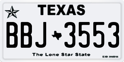 TX license plate BBJ3553