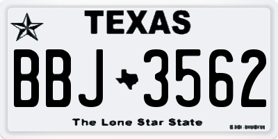 TX license plate BBJ3562