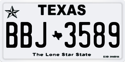 TX license plate BBJ3589